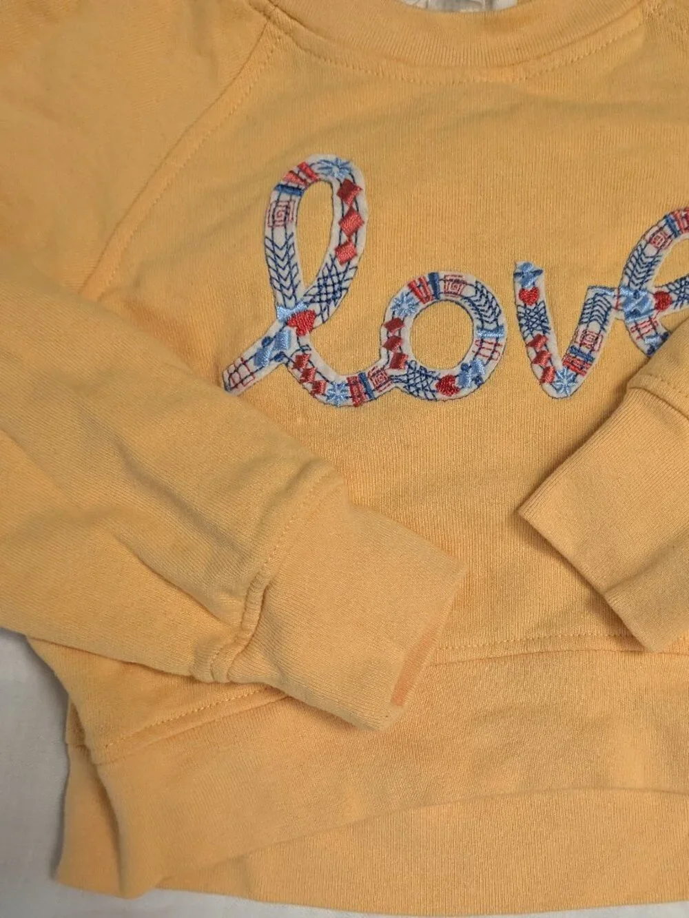 Girls' Peach Pullover Sweatshirt with 'Love' Applique